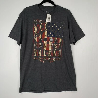 Camisa Salón de la Fama del Rock and Roll Hombres Calavera Grande Bandera de Estados Unidos 2018 Never Die Core Ne Foto 1 de 4