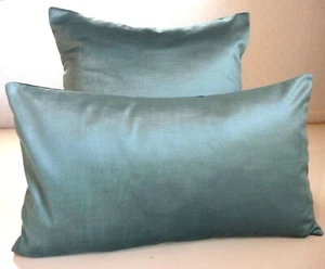 SHINY SEA BLUE / GREEN VELVET CUSHION COVER  - Picture 1 of 2