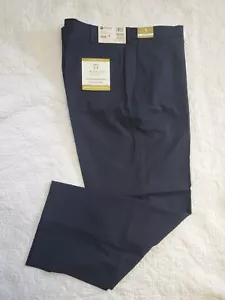 J.M. Haggar Mens Pants 42x30 Dark Navy Sharkskin Classic Fit Flat Front NWT - Picture 1 of 5