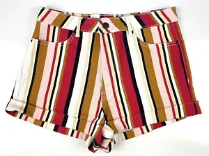Mehrfarbige gestreifte Damen-Jeansshorts Größe 29 - Bild 1 von 3