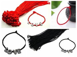 50 Red Black String Braided Lucky Rope Cord Bracelet 2mm for Slider Charm Crafts - Picture 1 of 14
