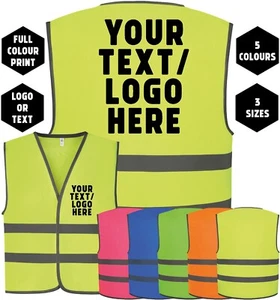 Kids Childrens Custom Personalised Printed Hi Viz High Vis Safety Vest Waistcoat - Picture 1 of 7