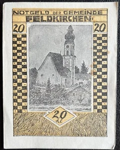 20 Heller Gemeinde Feldkirchen 1920 Notgeld Österreich #15.04.a4** - Bild 1 von 2