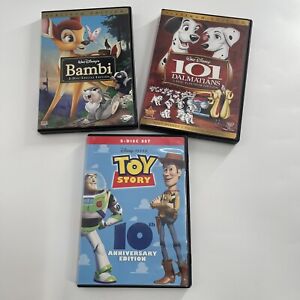New ListingWalt Disney Dvd Lot of 3 Movies 101 Dalmatians, Bambi & Toy Story Dysney Pixar