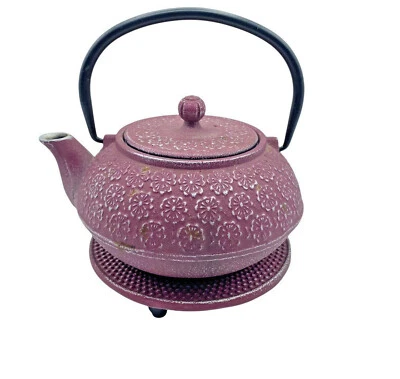 Enameled Cast Iron Red Mini Kettle Herb Tea Infuser Pot 3 Cup Strainer Japan - Image 1 of 4