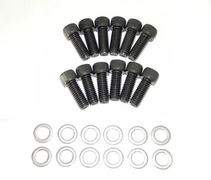 Chevy SB 283 302 Allen Black Oxide Grade 8 Intake Manifold Bolt Kit NEW - Foto 1 di 3