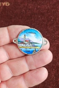 VINTAGE ENAMEL AUTOMOBILE RADIATOR / DASH CAR BADGE # CYPRUS - Picture 1 of 5