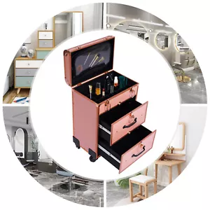 Valigetta treno trucco avvolgibile alluminio trucco cosmetici organizer trolley viaggio NUOVO - Foto 1 di 24