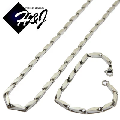 CONJUNTOS de collar de cadena de bala de eslabones de flecha de plata de 4 mm de acero inoxidable para hombres de 24" Foto 1 de 4