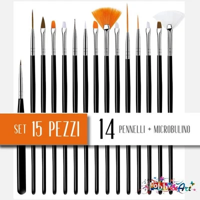 SET 15 PENNELLI PER MICRO PITTURA E VELATURE DI PRECISIONE PER DECORAZIONE TORTE - Image 1 of 4