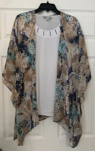 Southern Lady Teal Brown Paisley Open Front Cover White Base Layer Set Size XL - Picture 1 of 11
