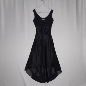 Laundry Shelli Segal Dress 4 Black Silk Empire Sleeveless Satin Sheer Lined Glam - Picture 1 of 13