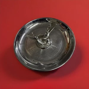 Cenicero/plato de baratija vintage de cocodrilos cromados - Imagen 1 de 4