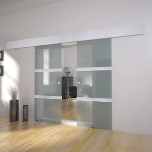 2050x750mm Doppel Schiebetür Glas Glasschiebetür Glastür Zimmertür Badezimmer - Bild 1 von 7