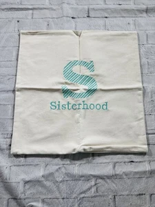 Zippered Canvas Pillow Cover by Thirty-One Embroidered 18"x18" "Sisterhood" NIP - Picture 1 of 11