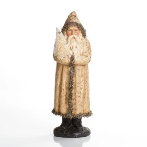 14" Primitive Belsnickle White Santa Claus Paper Mache Holds Christmas Tree - Picture 1 of 1