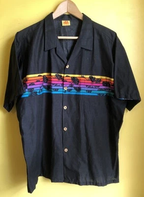 Sundek Men's Hawaiian Surf Skate 80s Rainbow VHS MALL Button Down Shirt - Image 1 of 4
