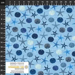 Fat Quarter Stof Stoffe Follow The Wave Möwe Seestern Meer 100% Baumwollstoff - Bild 1 von 4