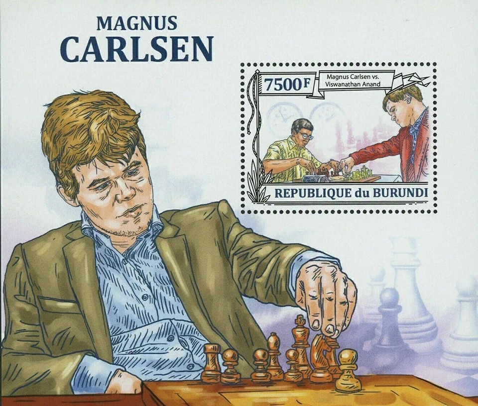 Magnus Carlsen Stamp Chess Viswanathan Anand Sport S/S MNH #3142 / Bl.352 - Image 1 of 4