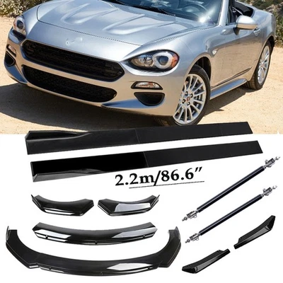 Front Bumper Lip Spoiler Rear Lip Glossy Black For Fiat 124 Spider Body Kit - Image 1 of 4