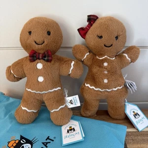 KK) HTF Jellycat Jolly Gingerbread Man Fred Ruby Peluche Navidad Auténtico - Imagen 1 de 2