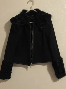 Elizabeth And James 100% Lamb Fur Collar Jacket Size S - Picture 1 of 6