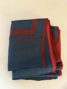 Vintage Christian Dior Silk Navy Blue/Red Rectangular Scarf Lightly Worn - Picture 1 of 7