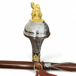 Geoffrey | Drum Major Mace Stick Bagpipe Marching Band | Lion Crown Head | 54" - Picture 1 of 4