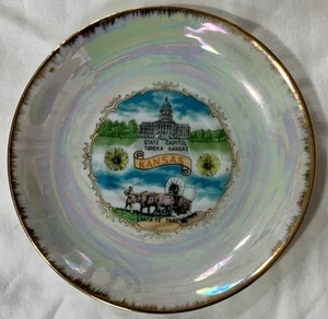 Kansas Souvenir Plate State Capital Santa Fe Trail - Picture 1 of 2