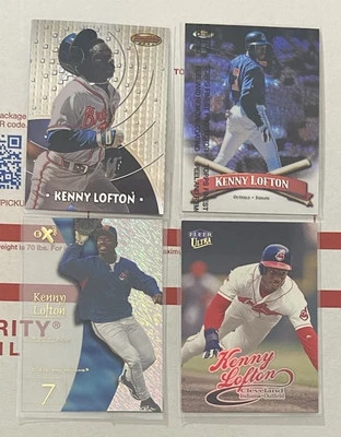 Lot of 4 Kenny Lofton 1997 Bowmans Best, 1998 Topps Finest, 1998 Skybox E-X2001 - Image 1 of 4