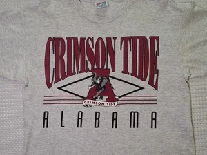Vintage 1990s Alabama Crimson Tide Football Light Grey T-shirt Size L Hanes USA - Picture 1 of 8