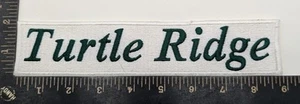 Turtle Ridge Embroidered Name Patch – White Background Green Script Font - Picture 1 of 2