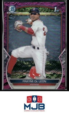 2023 Bowman Fraymi De Leon Chrome Fuchsia Lunar Refractors #/199 #BCP-97 - Image 1 of 2