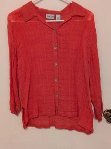 Chicos 1 kleine leichte Leinen Strickbluse koralle Knopfleiste Langarm - Bild 1 von 4