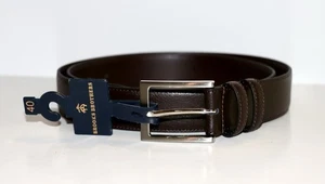 Herren Brooks Brothers Braun Leder Gürtel Gebürstet Silber Schnalle Men’s Größe 40 - Bild 1 von 10