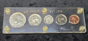 Beautiful 1964 U.S. Mint 5-Coin Silver Proof Set in Clear Capital Holder - Picture 1 of 12