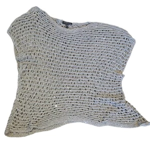 Eileen Fisher Petite Gray Silver Sequin Loose Knit Sleeveless Sweater PL Large - Picture 1 of 6