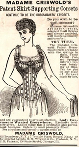 Corsés de apoyo falda de Madame Griswold 1891 estampado original AD - Imagen 1 de 1
