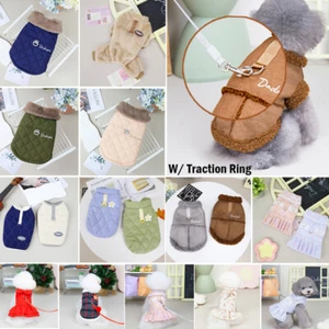 Pet Cat Dog Chihuahua Coat Jacket Puppy Vest Winter Warm Clothes +Traction Ring - Picture 1 of 51