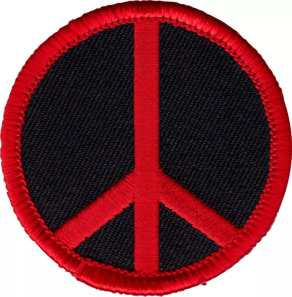 Patch - Peace Sign Symbol Black Red Hippie Hippy Sixties 1960s 2" Iron On #22184 - Image 1 of 1