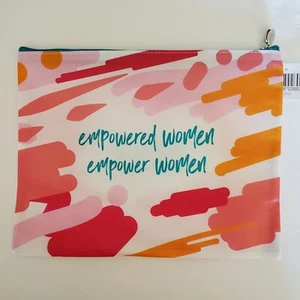 Empower Women Thrive Cosmetic Bag 10" x 8" Zipper Lightweight Pink Orange NEW - Picture 1 of 5
