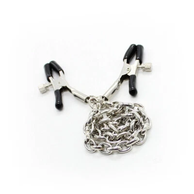 Abrazaderas de pezón ajustables de 2 cabezas con cadena sexy obsceno para mujeres hombres juguete Foto 1 de 3