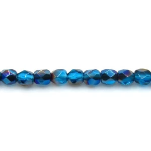 Capriblau Azuro - 50 3 mm Rund Facettiert Tschechisches Glas Feuerpolitur Perlen - Bild 1 von 1
