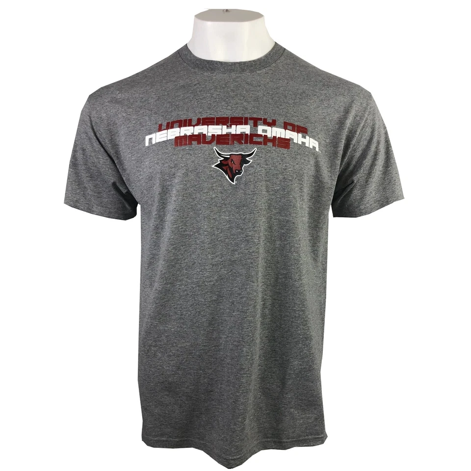 NEBRASKA OMAHA MAVERICKS ADULT MEN'S JERZEES GRAY T-SHIRT S M L XL 2XL FREE SHIP - Image 1 of 1
