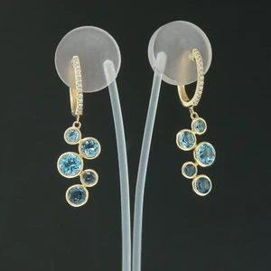 LALI Jewels Blautopas und Diamant Creolen/Hänger - 14K Gelbgold - Bild 1 von 4