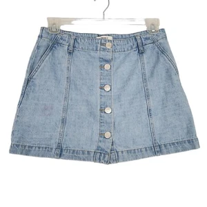 Forever 21 Skirt Women's Size 31 Button Down Mini Distressed Jean Skirt Pockets - Picture 1 of 6