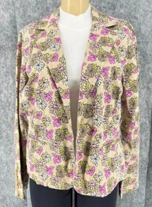Vintage Liz Claiborne Women Floral Tropical Beach Long Sleeve Blazer Jacket 16 - Picture 1 of 24