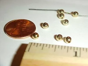 300 VINTAGE GOLD PLATE SMOOTH 4mm. ROUND LARGE HOLE BEADS L120 - Picture 1 of 2