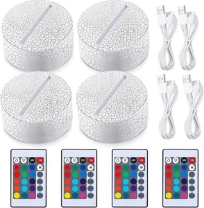 4PCS 3D LED Lamp Base with 16 Colors & Remote, USB/Battery Night Light Stand - Picture 1 of 4