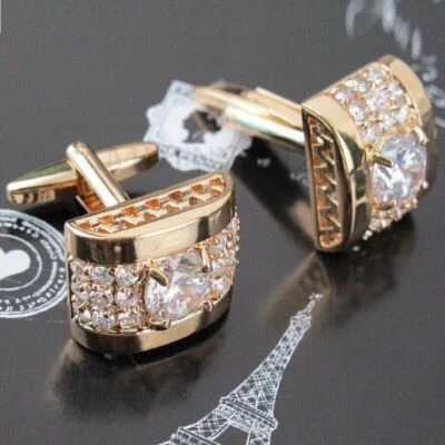 Gemelos de cristal para hombre camisa gemelos boda fiesta regalo botones Foto 1 de 4